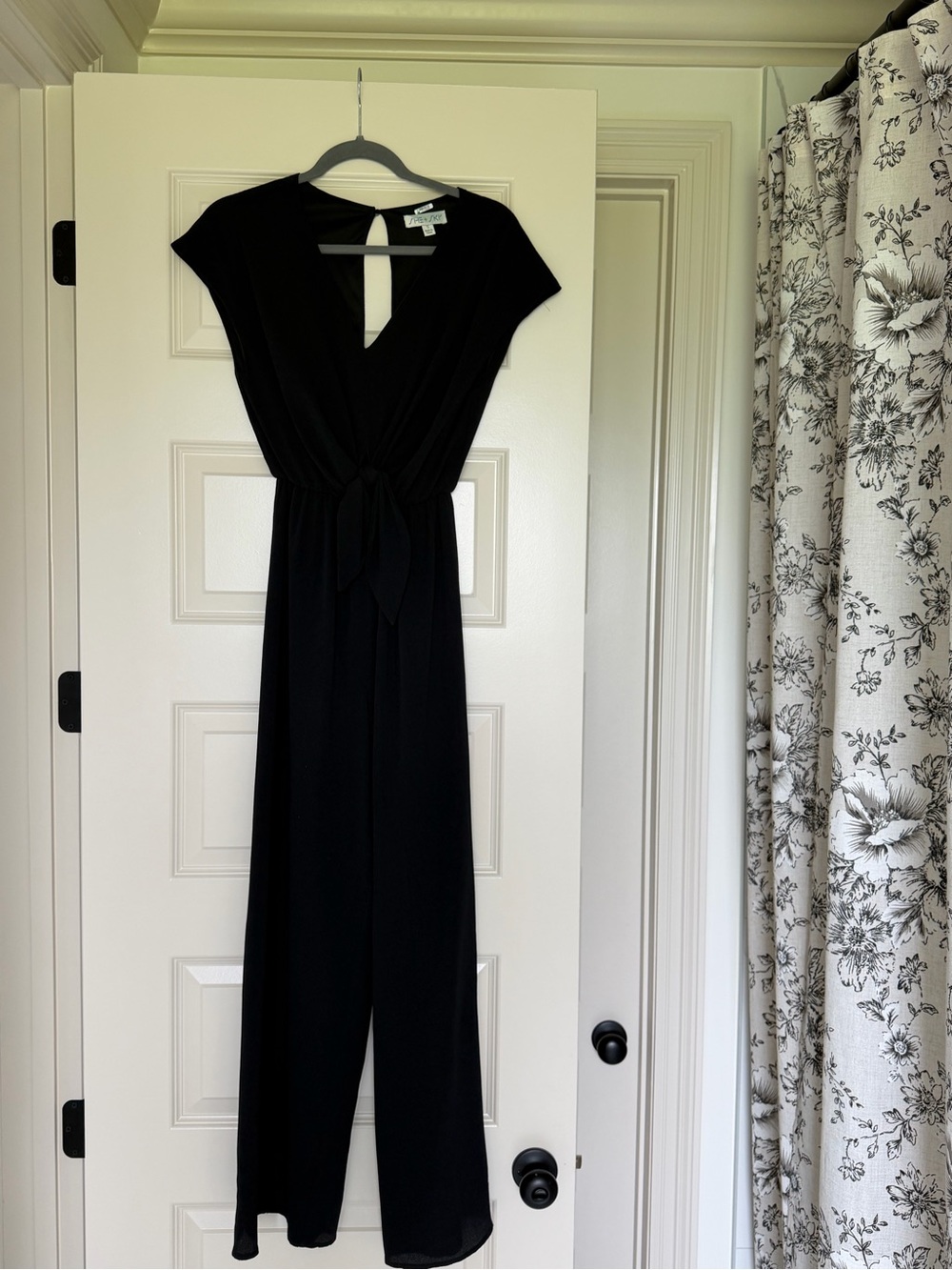 Black Tie-Waist Jumpsuit - Women's